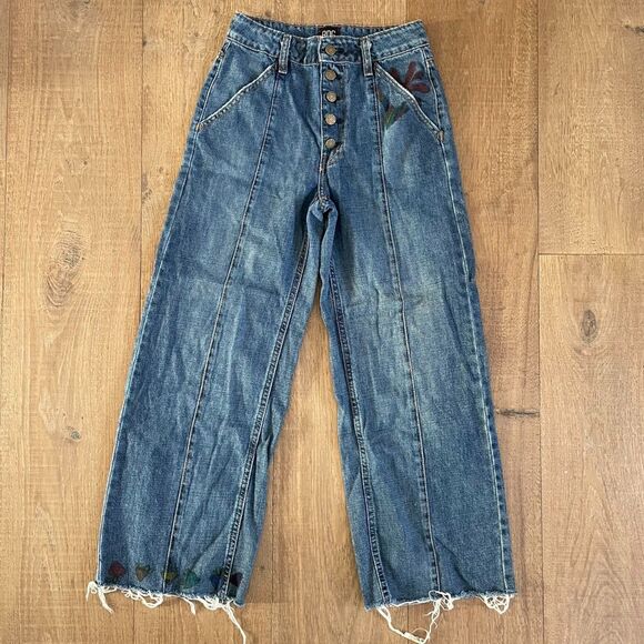 Women's Blue Jeans with Embroidered Pockets - Picture 2 of 14